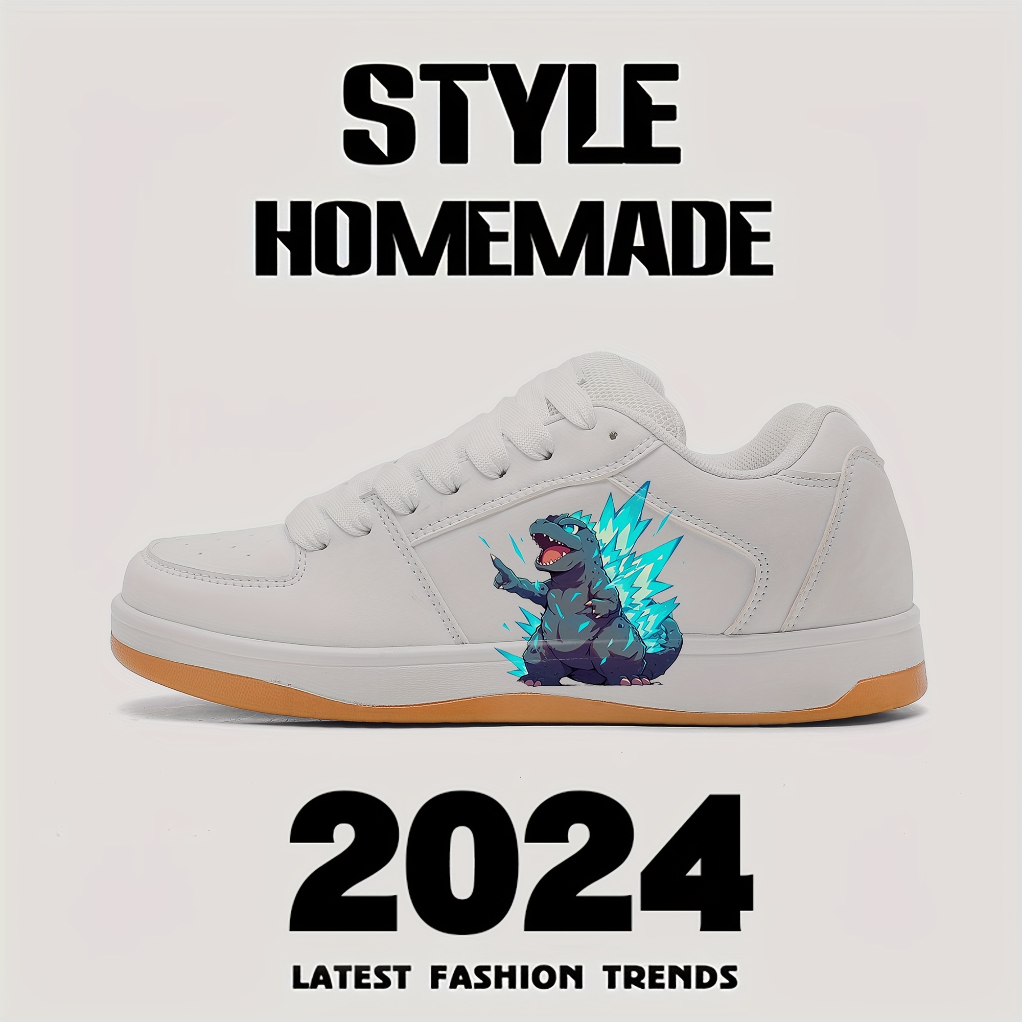 dinosaur cartoon pattern fashion sneakers for boys lace up comfy round toe sneakers sneakers for boys details 1