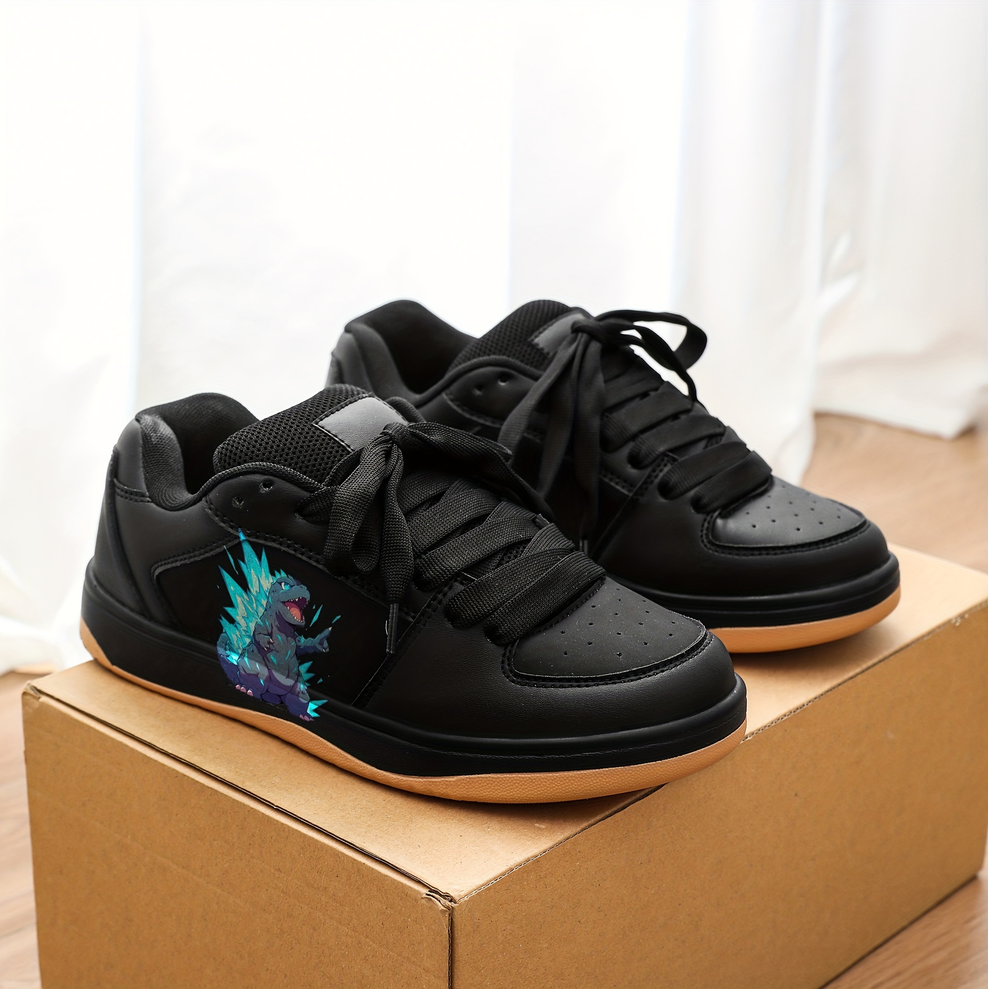 dinosaur cartoon pattern fashion sneakers for boys lace up comfy round toe sneakers sneakers for boys details 2