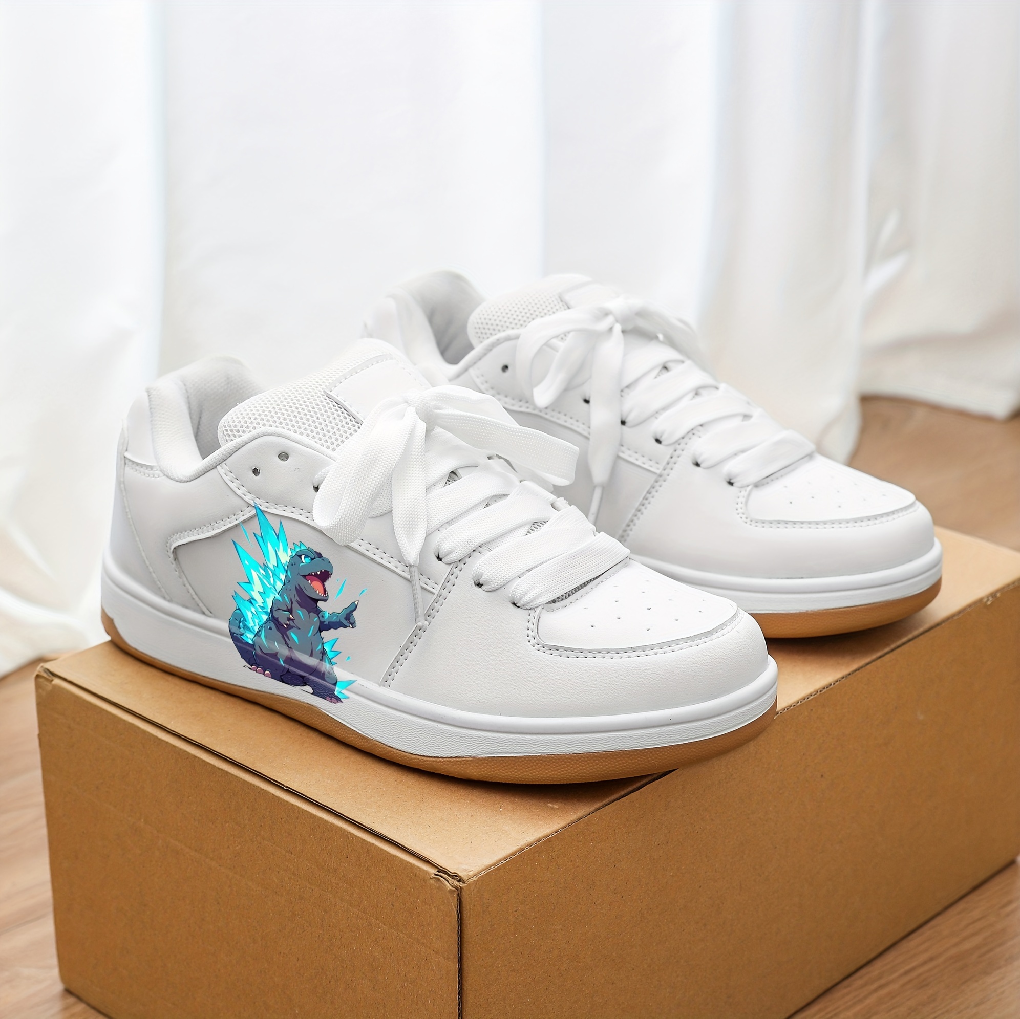 dinosaur cartoon pattern fashion sneakers for boys lace up comfy round toe sneakers sneakers for boys details 3