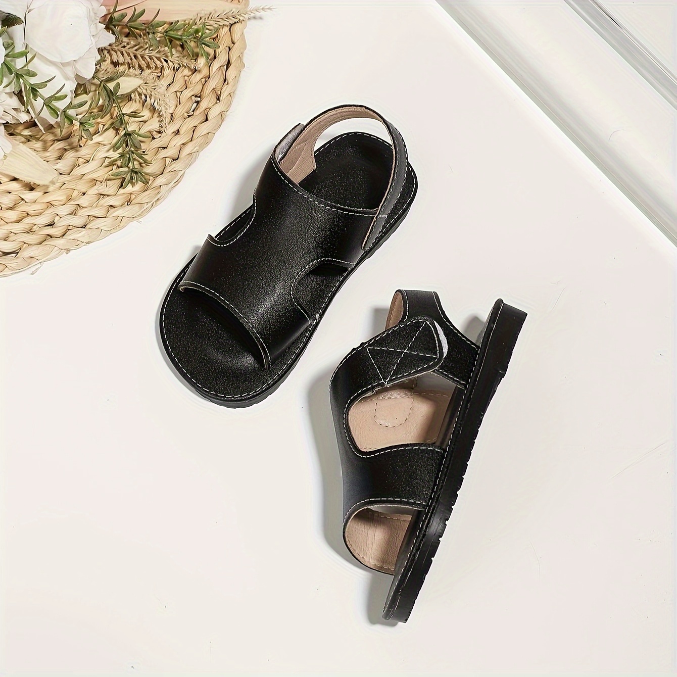 trendy solid color open toe sandals for boys breathable lightweight sandals for indoor outdoor beach summer details 3