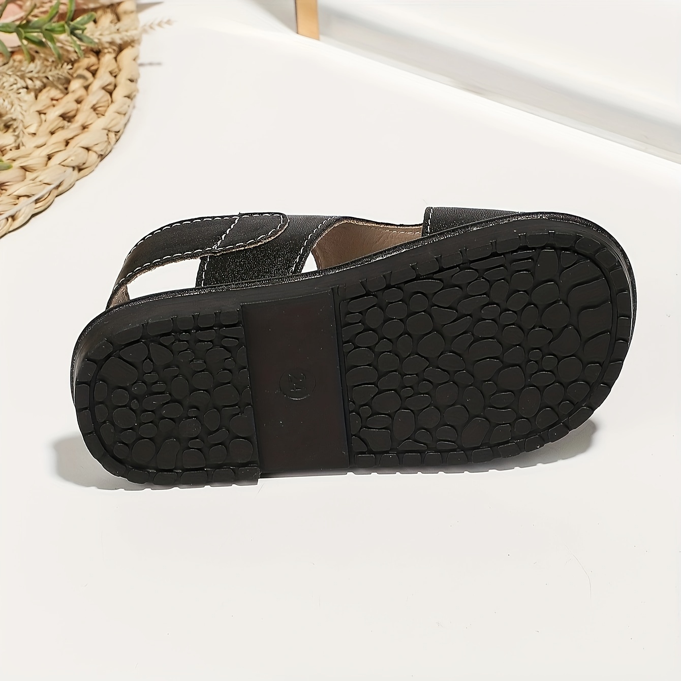 trendy solid color open toe sandals for boys breathable lightweight sandals for indoor outdoor beach summer details 4